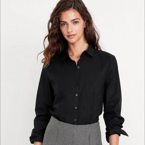 Old Navy Black Button Down Long Sleeve Shirt SZ L Tall